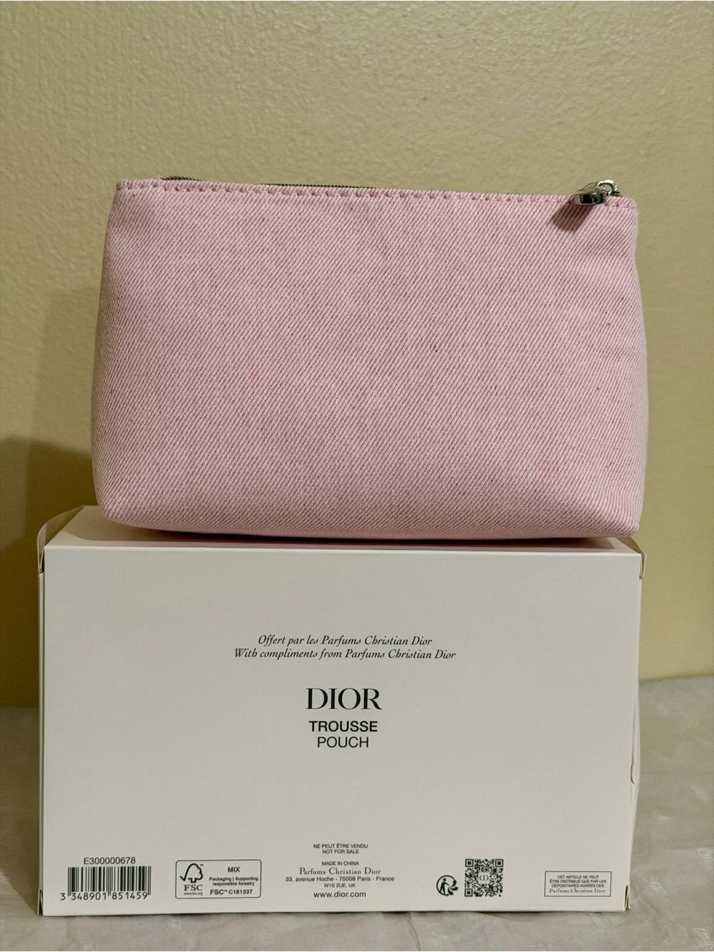 Dior Light Pink Canvas Bow Cosmetic Pouch
